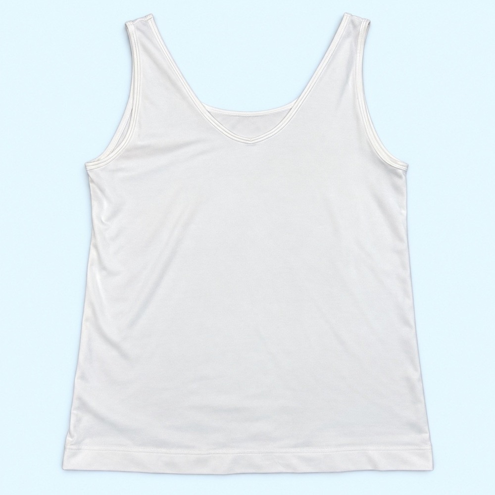 White House Black Market WHBM Womens Tank Top Size L White V-Neck 570179017 NEW